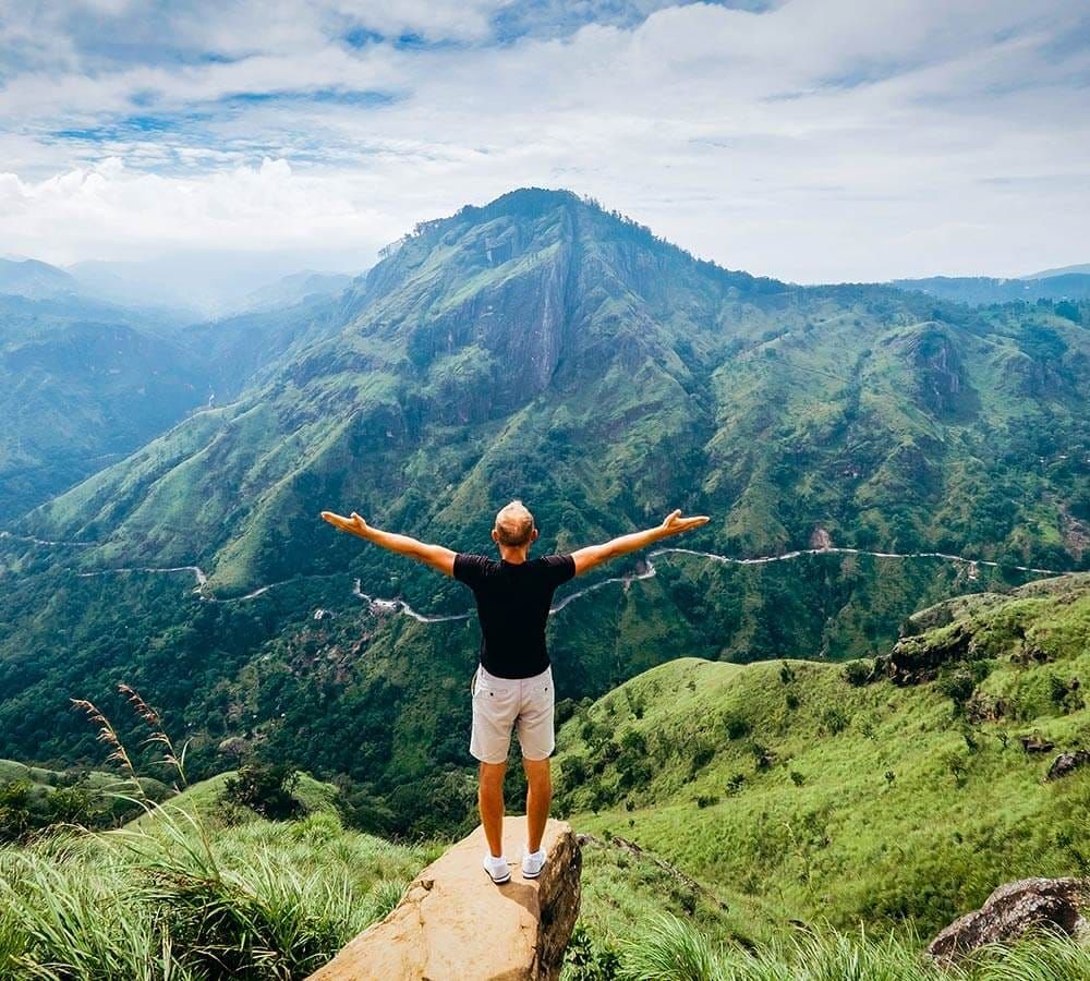 Mountain peaks and scenic hiking landscapes